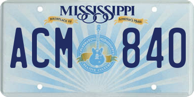 MS license plate ACM840
