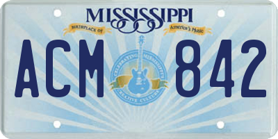 MS license plate ACM842