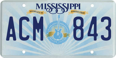 MS license plate ACM843