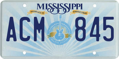 MS license plate ACM845