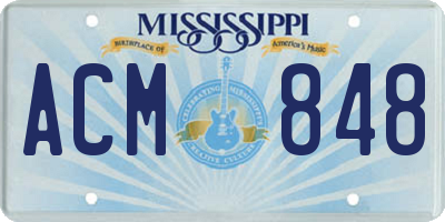 MS license plate ACM848