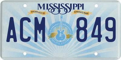 MS license plate ACM849