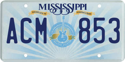 MS license plate ACM853