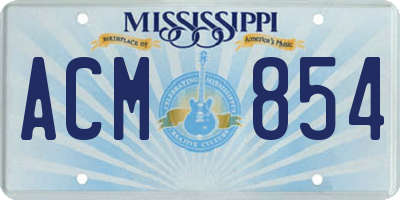 MS license plate ACM854