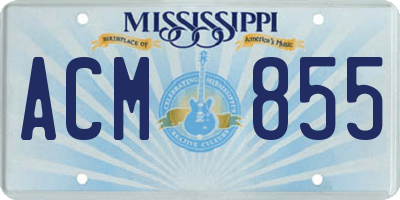 MS license plate ACM855