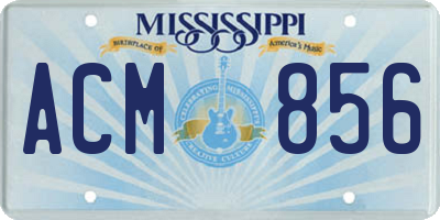 MS license plate ACM856
