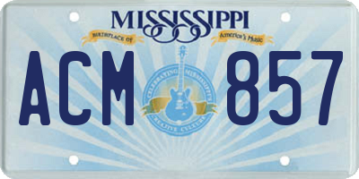 MS license plate ACM857