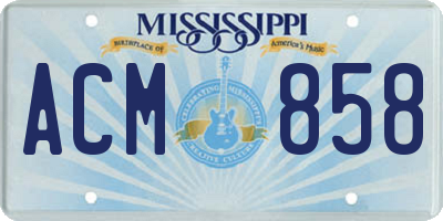 MS license plate ACM858