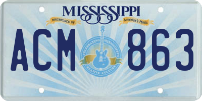 MS license plate ACM863