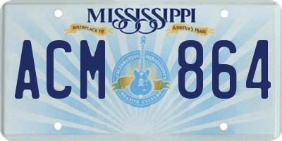 MS license plate ACM864
