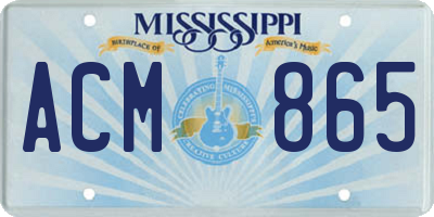 MS license plate ACM865