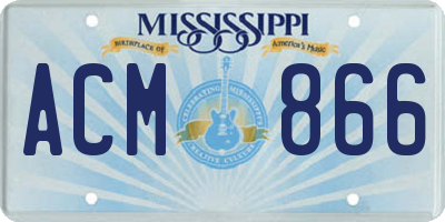 MS license plate ACM866