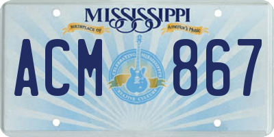 MS license plate ACM867