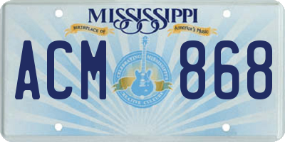 MS license plate ACM868