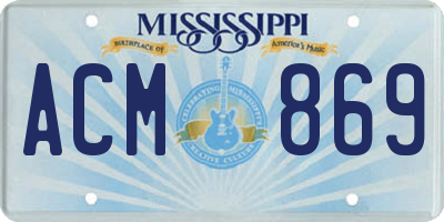 MS license plate ACM869