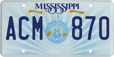 MS license plate ACM870