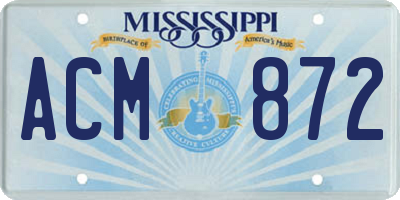 MS license plate ACM872