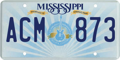 MS license plate ACM873