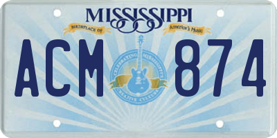 MS license plate ACM874
