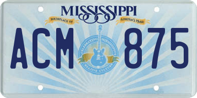 MS license plate ACM875