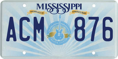 MS license plate ACM876