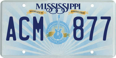 MS license plate ACM877