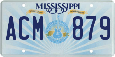 MS license plate ACM879