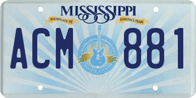 MS license plate ACM881