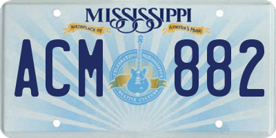 MS license plate ACM882