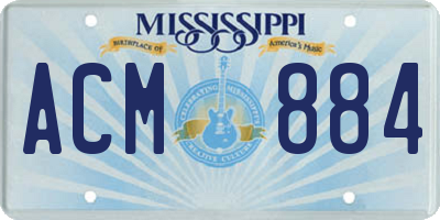 MS license plate ACM884