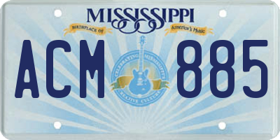 MS license plate ACM885