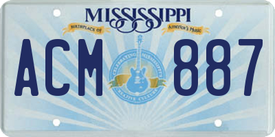 MS license plate ACM887