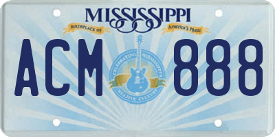 MS license plate ACM888