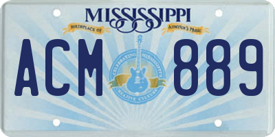 MS license plate ACM889