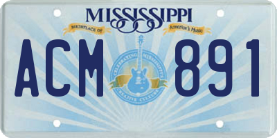MS license plate ACM891