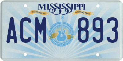 MS license plate ACM893