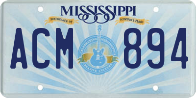 MS license plate ACM894