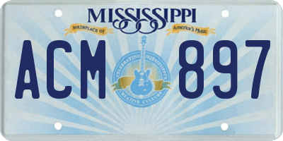 MS license plate ACM897