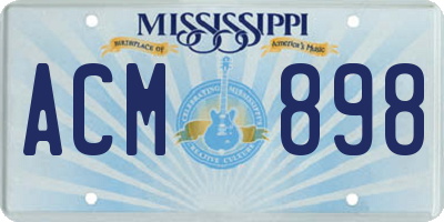 MS license plate ACM898