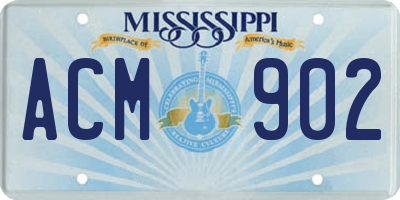 MS license plate ACM902