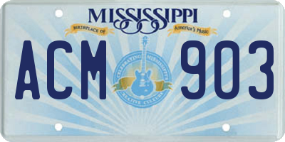 MS license plate ACM903