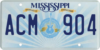 MS license plate ACM904