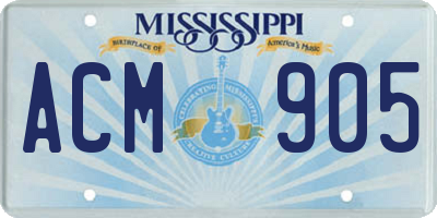 MS license plate ACM905