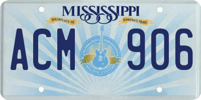 MS license plate ACM906