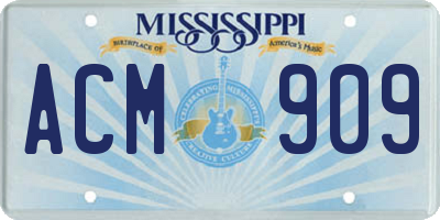 MS license plate ACM909