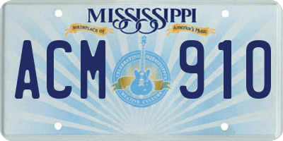 MS license plate ACM910