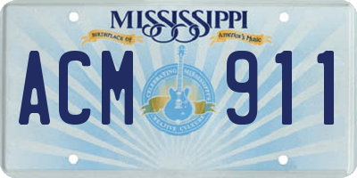 MS license plate ACM911