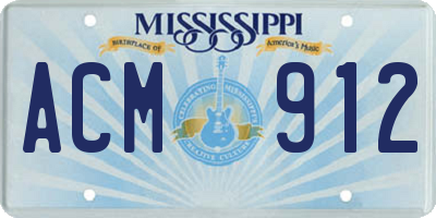 MS license plate ACM912