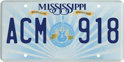 MS license plate ACM918