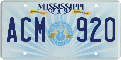MS license plate ACM920